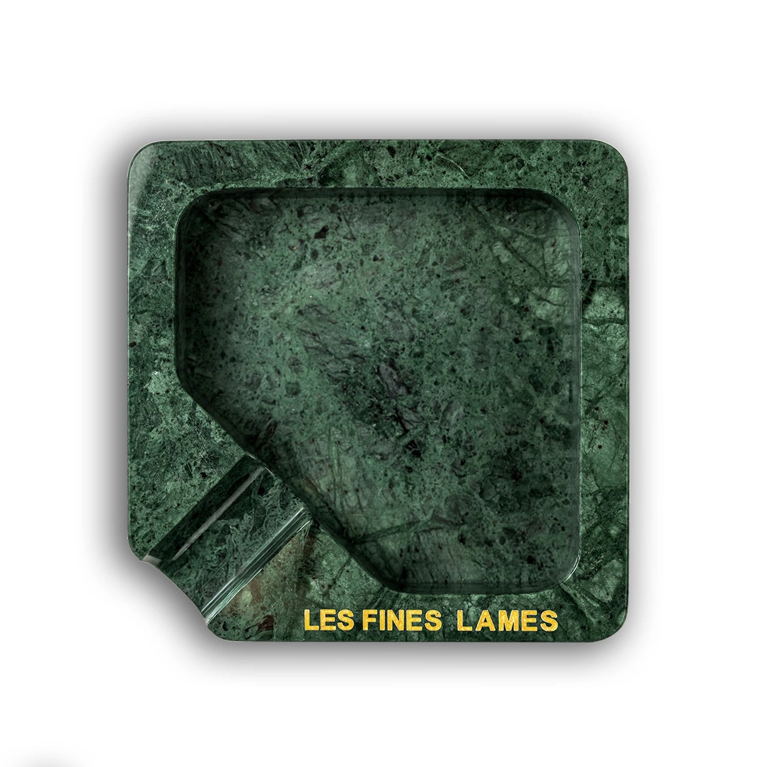 A square green marble ashtray