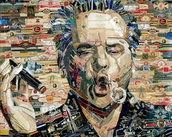 Cigar rings art portrait of Jack Nicholson smoking a cigar, by artist Alex Gashunin