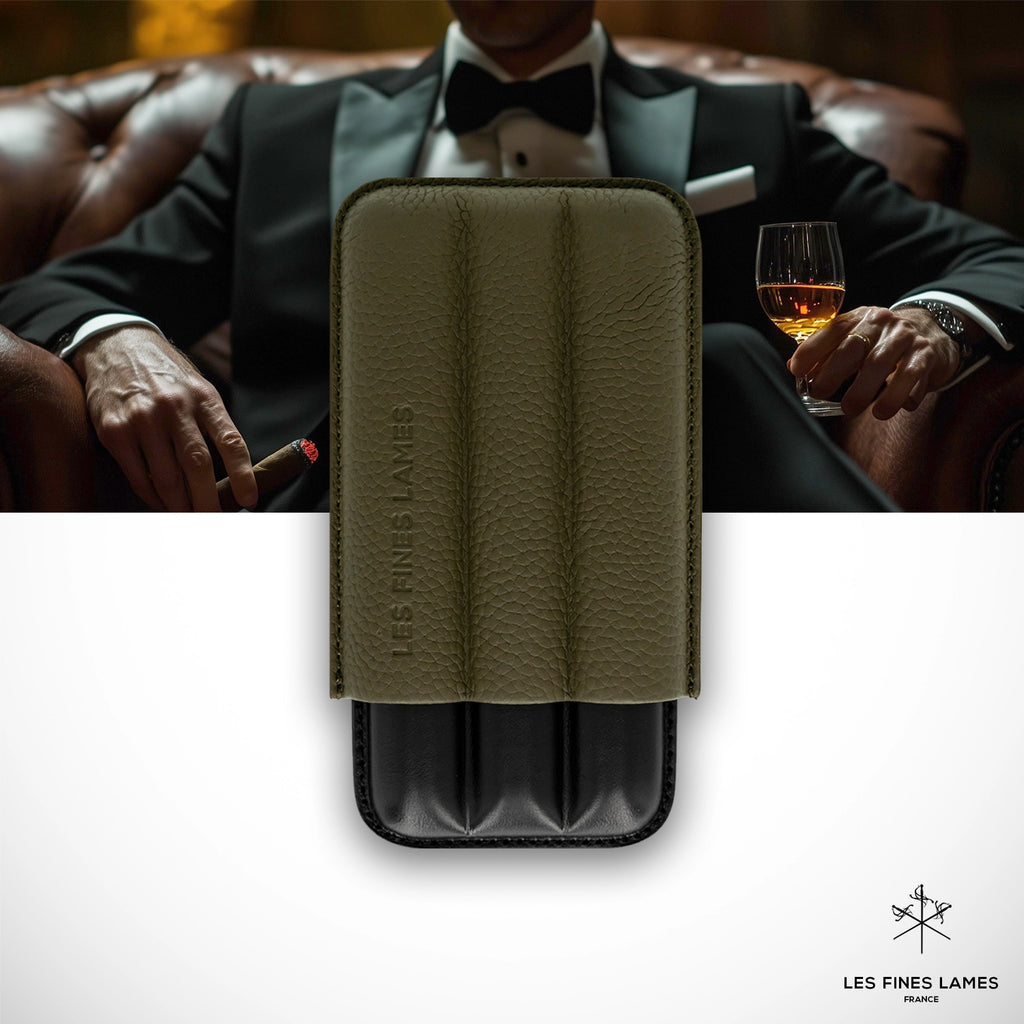 CIGAR CLUBbyDucas Paris 非売品　ミニシガリロケース CIGAR CASE - TRIO OD Green - Les Fines Lames
