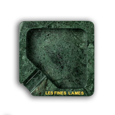 A square green marble ashtray