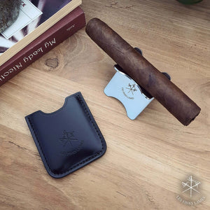 Black leather Cigar Stand