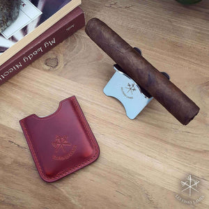 Cherry Red Leather Cigar Stand