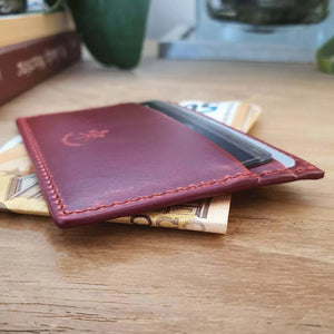 Card Holder - Cherry Red Leather