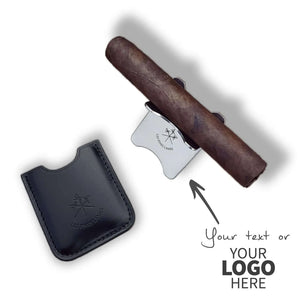 Black leather Cigar Stand Engraved